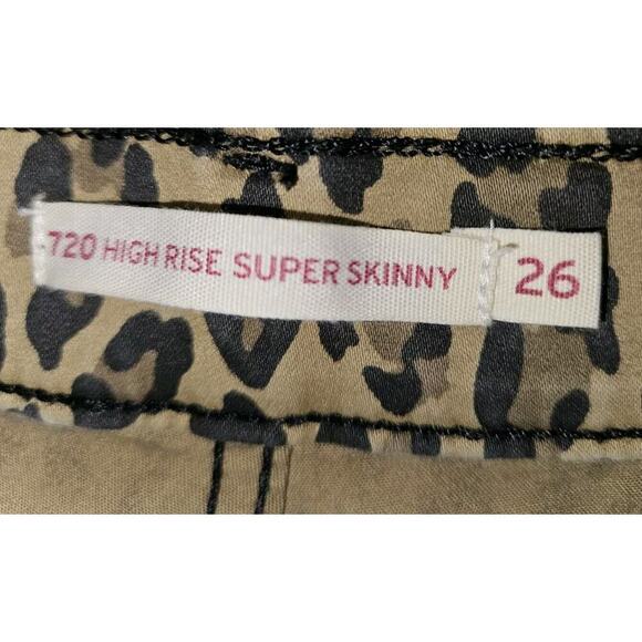 Levi's 720 Tan Leopard Print Hi Rise Stretch, super skinny Jeans Size 26 - Picture 11 of 14